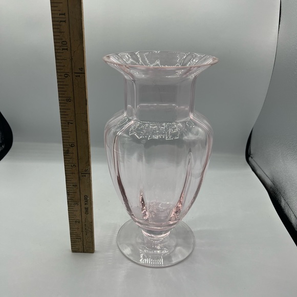 Fenton Accents 93s Tiffin Pale Pink Glass Vase Urn Style Tall Flower Fluted Vases
